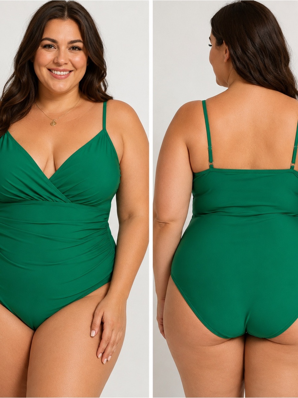 Emerald Green Wrap One-Piece Swimsuit - Size XL